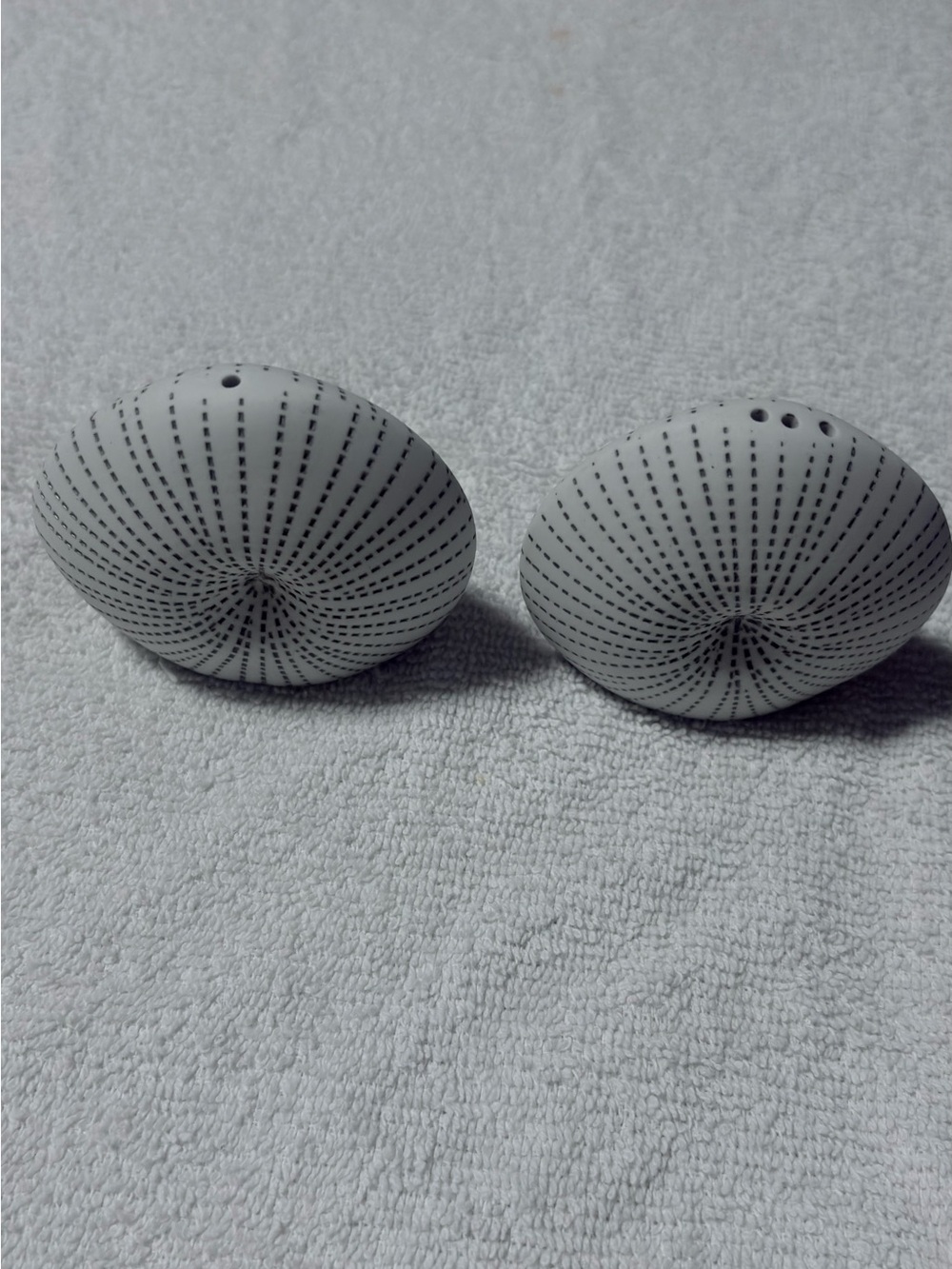Handcrafted Porcelain Coastal Pebble Salt & Pepper Shaker Set – Matte White